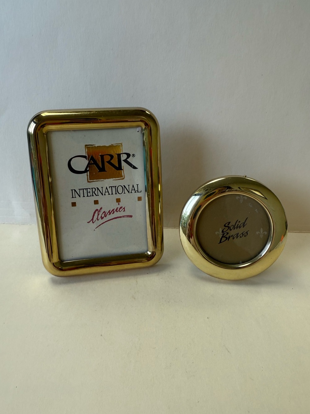 Pair of Vintage Small Lacquer Coated Brass Picture Frames.
